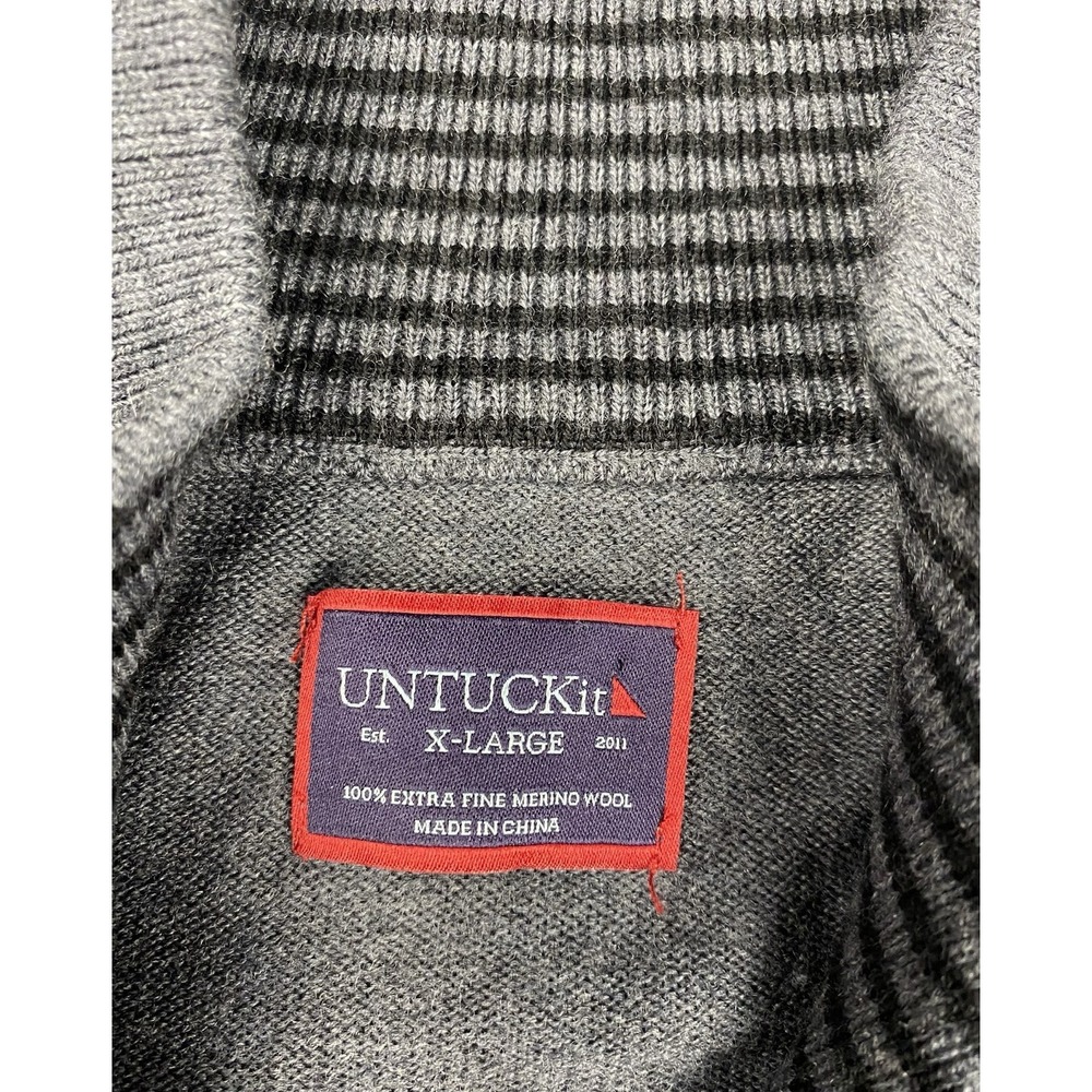 UNTUCKit Mens 1/4 Zip Merino Wool Pullover Casual Knit Sweater‎ Grey XL - Picture 5 of 7